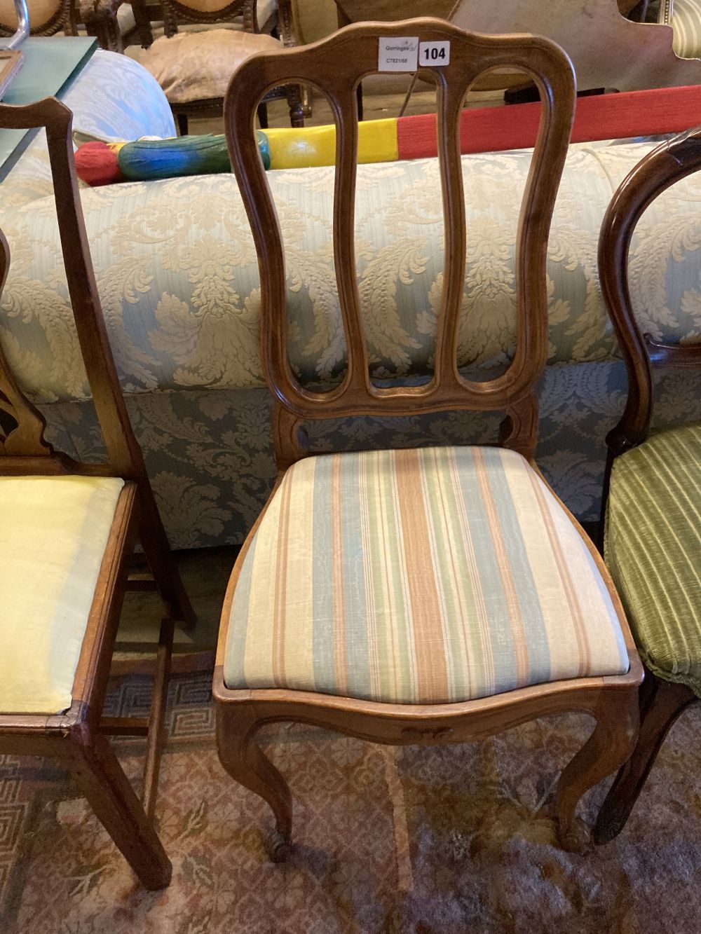 A Chippendale style dining chair and three other dining chairs (4)